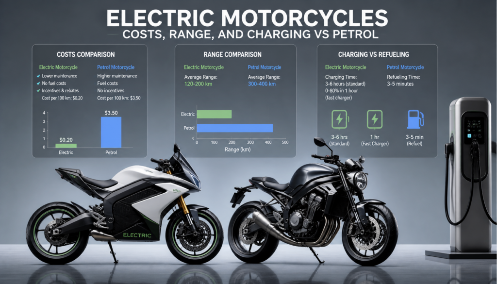 Electric Motorcycles: Costs, Range, and Charging vs Petrol